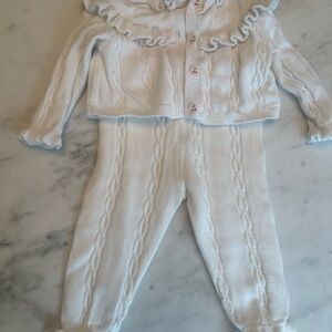 Janie and Jack White Cable Knit Baby Matching Set